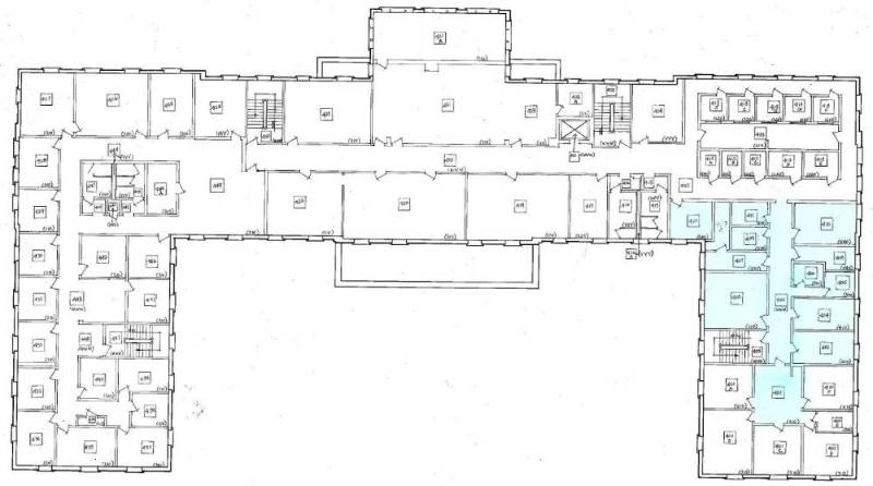 Wells 4th floor blueprint with Psychological Center in blue
